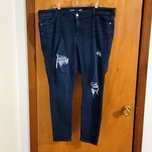 Old Navy Dark Wash Distressed Rockstar Super Skinny Mid-Rise Size 18 👖 Jeans